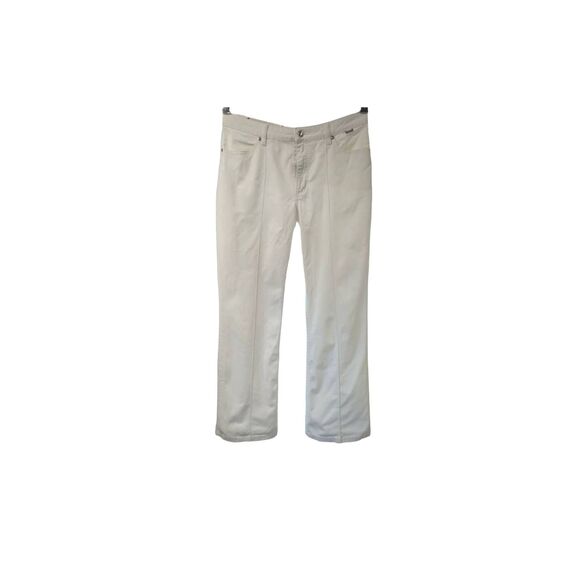 Escada Sport Women's Size Italian 42=size 12 Kate Straight Leg White Jeans Pleat - Picture 1 of 5